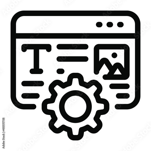 
Gear on web design, solid icon of web settings
