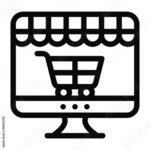 
Ecommerce concept, glyph icon of shopping website 
