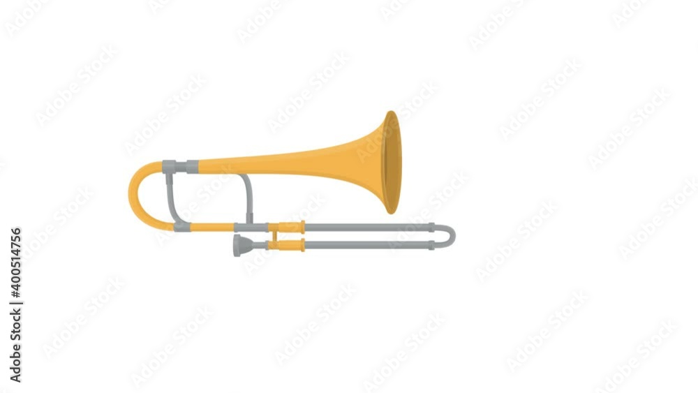Trombone. Animation of a musical instrument, alpha channel enabled