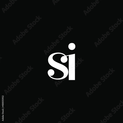 S I letter logo abstract design on black color background. si monogram