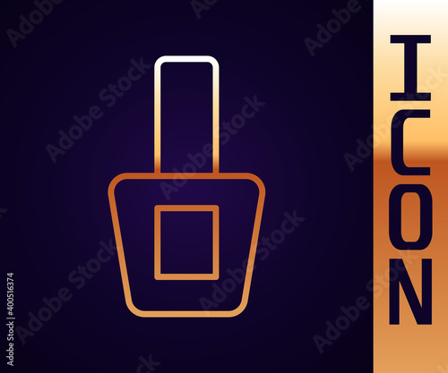 Gold line Nail polish bottle icon isolated on black background.  Vector.