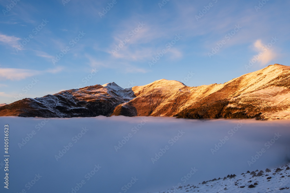 Mountain Ridge with sea of clouds.