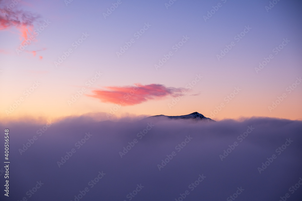 Mountain Ridge with sea of clouds.