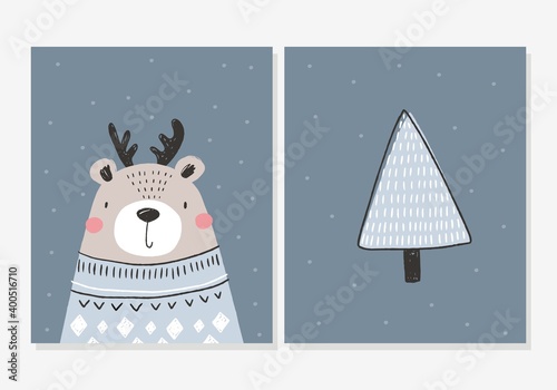 Cute card with hand drawn bear