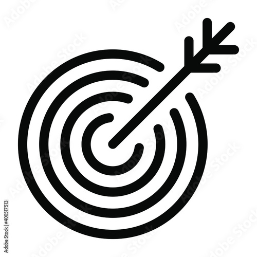
Target arrow with bullseye board, solid icon of dartboard 
