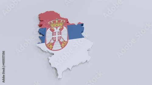 Serbian map with Serbian flag