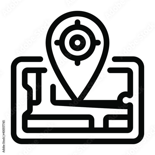 
Target location icon of filled style, gps crosshairs route 
