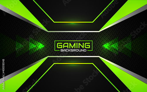 Abstract futuristic black and green gaming background with modern esport shapes. Vector design template technology concept can use element game banner, sport poster, cyber wallpaper, web, advertising