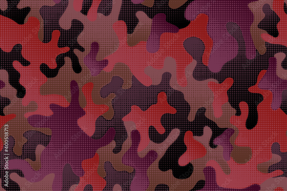 Naklejka premium Full seamless halftone modern dots camouflage pattern for decor and textile. Dotted camo design for textile fabric printing and wallpaper. Army model design for fashion and home design.