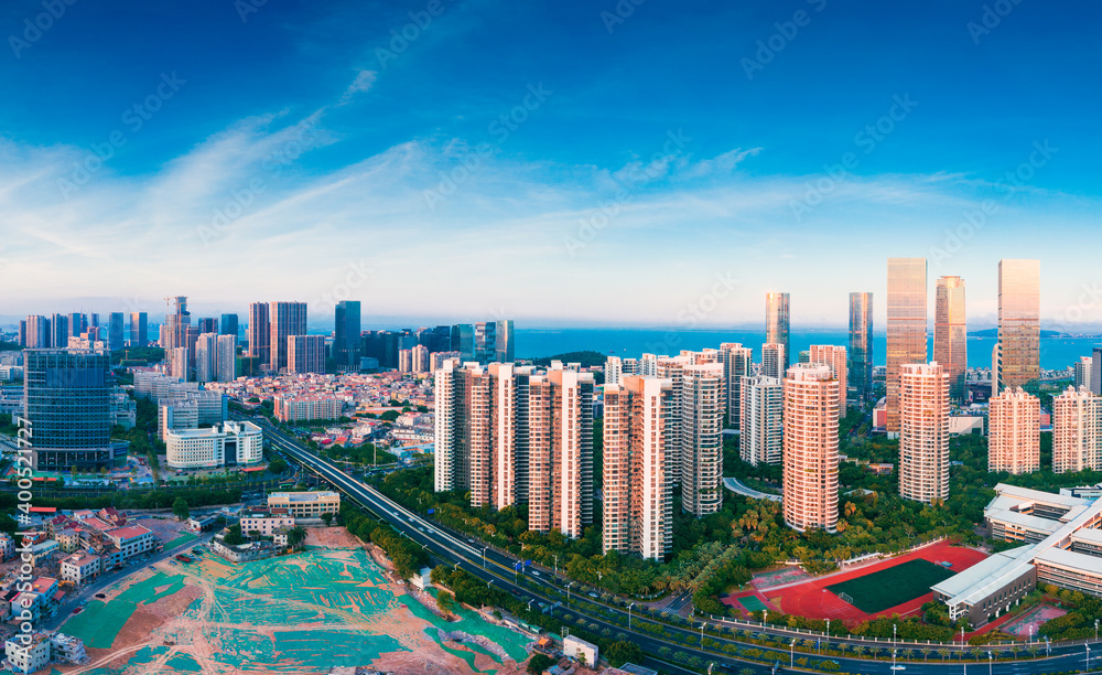 Naklejka premium Scenery of CBD in Xiamen City, Fujian Province, China