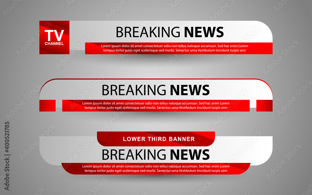 Set collection vector of Broadcast News Lower Thirds Template layout design banner for bar Headline news title, sport game in Television, Video and Media Channel Set collection vector of Broadcast News Lower Thirds Template layout design banner for bar Headline news title, sport game in Television, Video and Media Channel