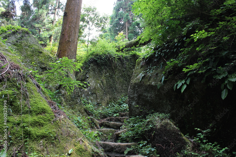 Obraz premium 石老山 第三紀地層の礫岩が全山に分布する