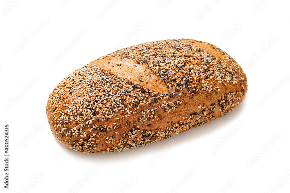 Multigrain bread isolated on a white background. 