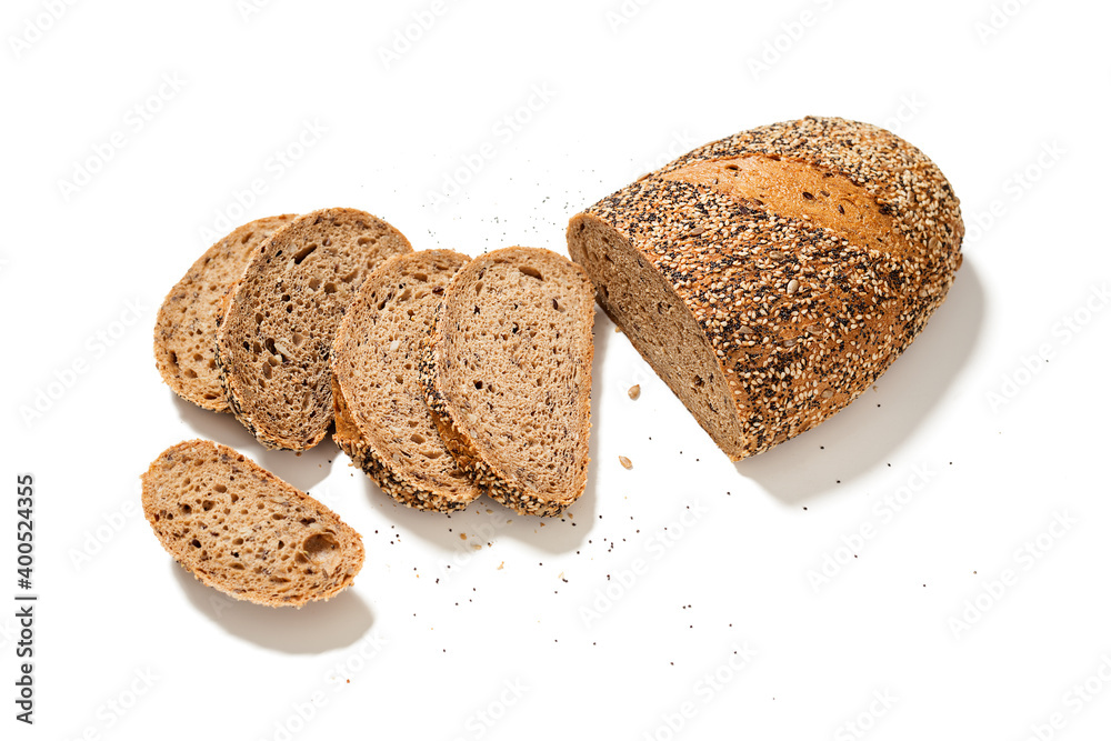 Sliced Multigrain bread isolated on a white background. Sliced Multigrain bread isolated on a white background.