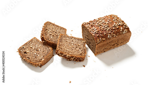 Sliced Multigrain bread isolated on a white background. 