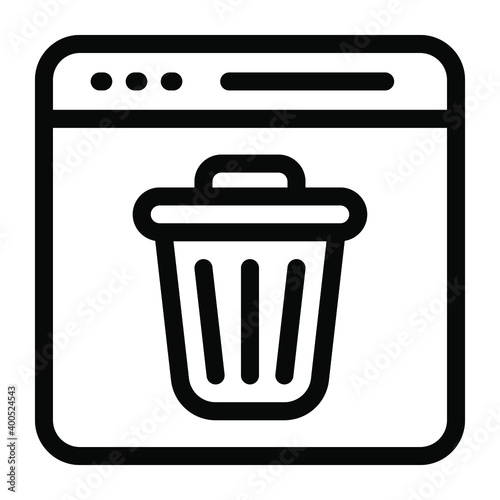 
Online waste data container, solid icon of web delete 

