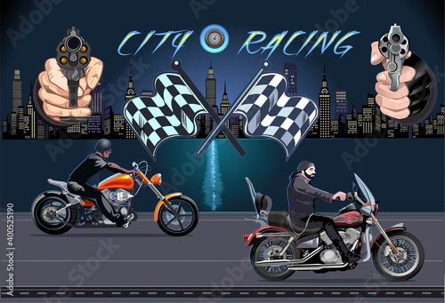 Cite racing. Man on the motorbike