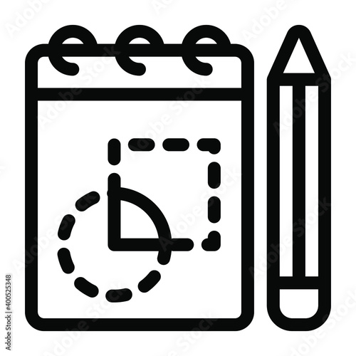 
Geometry draft icon of solid design, drafting notepad 
