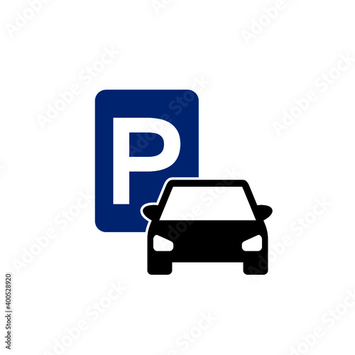 Car parking sign icon on isolated white background