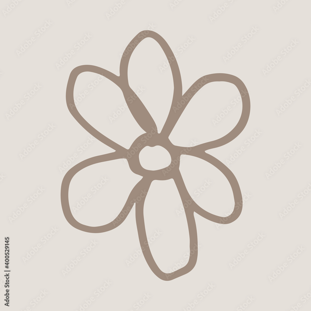 Hand drawn doodle icon. Flower vector illustration. Scribble element isolated on white background. Simple drawing