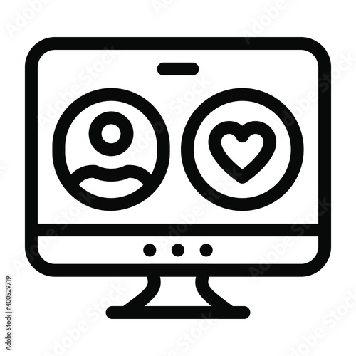 
Heart in a webpage, dating website glyph icon
