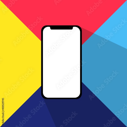 Smart phone square icon. Flat design style. Mobile phone simple silhouette. Modern, minimalist, round icon in stylish colors. Web site page and mobile app design vector element. Elegant