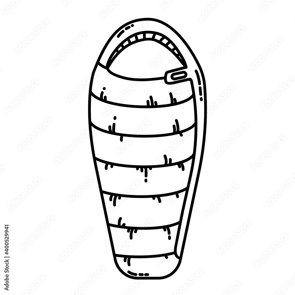 Sleeping bag flat line icon. Camping or hiking element vector stock isolated image on white background. Glyph pictogram for web, mobile, infographics Sleeping bag flat line icon. Camping or hiking element vector stock isolated image on white background. Glyph pictogram for web, mobile, infographics