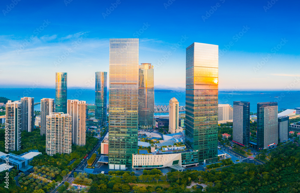 Obraz premium Scenery of urban CBD in Xiamen City, Fujian Province, China
