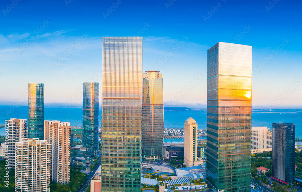 Obraz premium Scenery of urban CBD in Xiamen City, Fujian Province, China