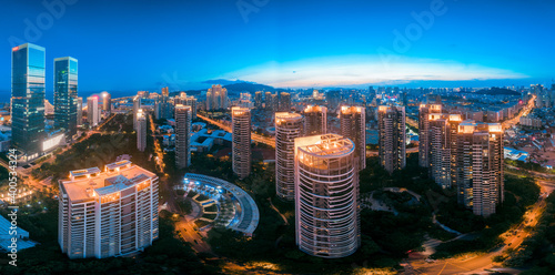 Photography Night view of Xiamen City, Fujian Province, China