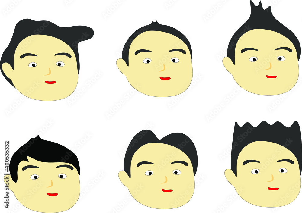 set of cartoon faces. collection of male hairstyles. vector image for logos, symbols, icons. set of cartoon faces. collection of male hairstyles. vector image for logos, symbols, icons.