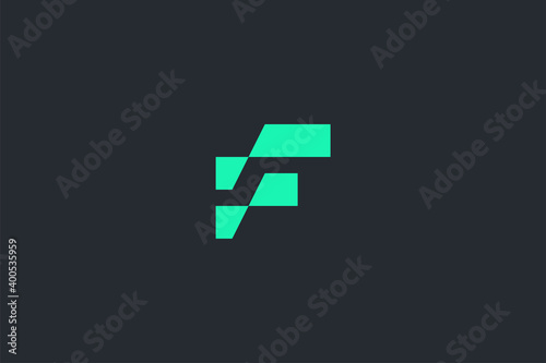 Minimal Modern Abstract Letter F Dark Background Logo Template