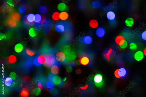 Colorful christmas lights bokeh background