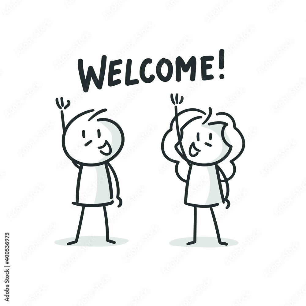 stick figures: hello, welcome, waving hands (no. 1) stick figures: hello, welcome, waving hands (no. 1)