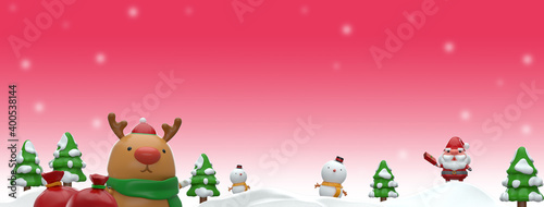 Fototapeta Naklejka Na Ścianę i Meble -  Merry Christmas 3D rendering Mockup Design