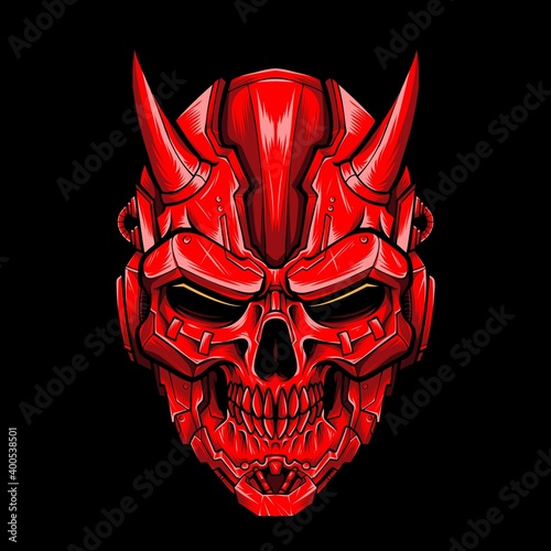 mecha devil skull vector logo