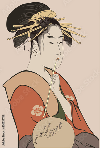 eps Vector image:Ukiyo-e Beautiful woman Prostitute painting