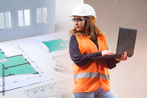 Civil engineer. A girl in a...