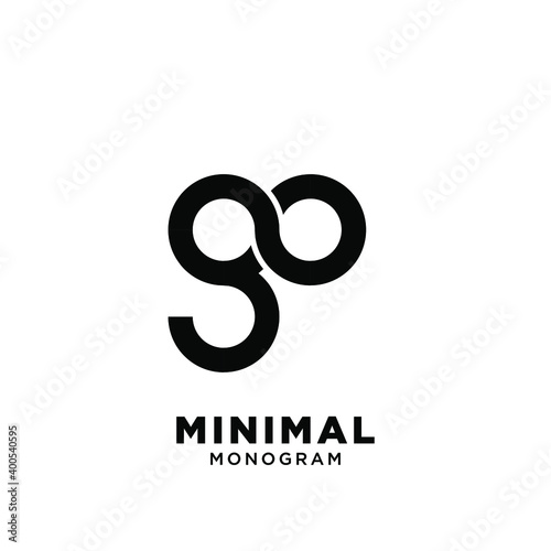 minimal initial letter go initial number 90 simple vector design isolated background