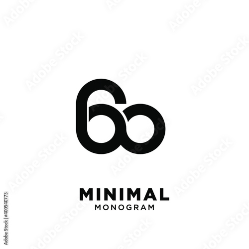 minimal initial letter go initial number 60 simple vector design isolated background