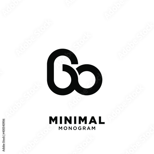 minimal initial letter go initial number 60 simple vector design isolated background