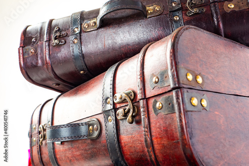 Vintage suitcase closeup. A...