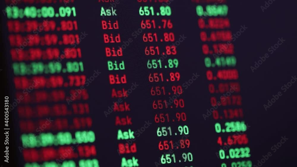 Shallow depth of field footage with details of Ethereum cryptocurrency transactions on a digital screen.