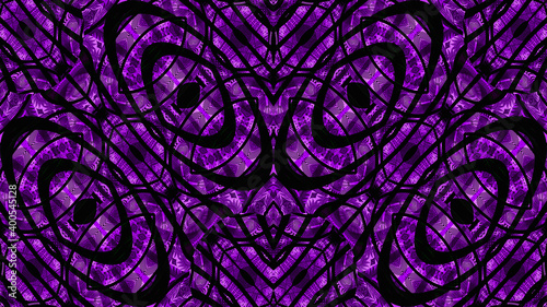 African pattern with colored shapes and black curves, illustration 