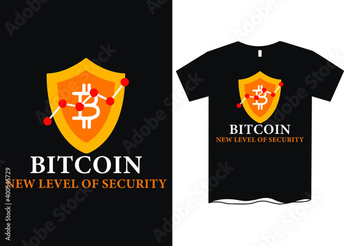 Bitcoin, a new level of security-Bitcoin T-Shirts, Golden Bitcoin T-Shirt for Crypto Currency Miners | Black Vintage Shirt Standard Coin