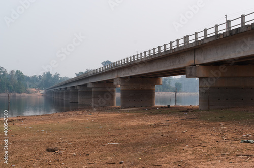 Road bridge over Nam Theun river near Thalang village, Thakhek, Laos 