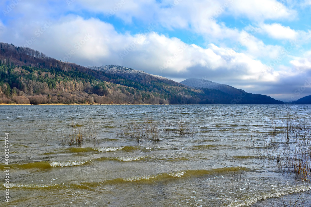 Klimkowka lake, hidden among the wild ranges of the Low Beskids, was created within
 the construction of a dam on the Ropa river, Poland