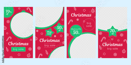Christmas sale social media story set.