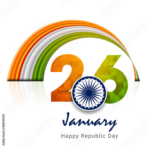 Indian Republic day concept with text 26 January. Vector Illustration. Creative abstract or poster for Republic Day Celebration of Indian Vector.