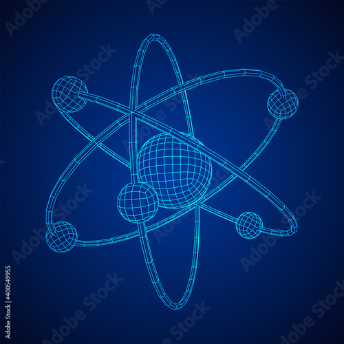 Planetary model of atom with nucleus and electrons